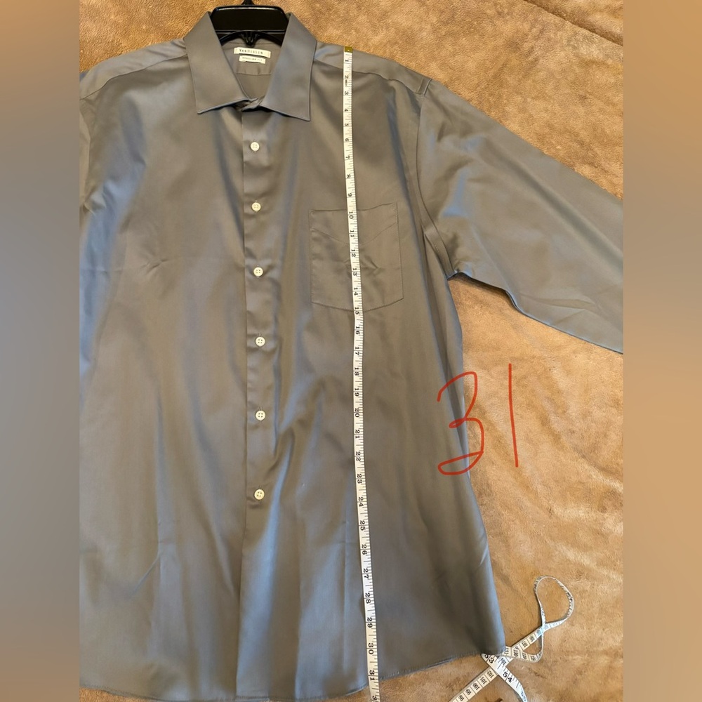Van Heusen Men's Gray Dress Shirt Size M neck 16 1/2 - Picture 4 of 5